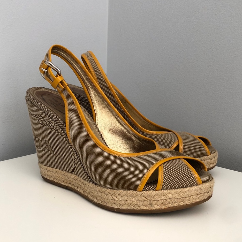 Prada Peep-Toe Wedge Sandal